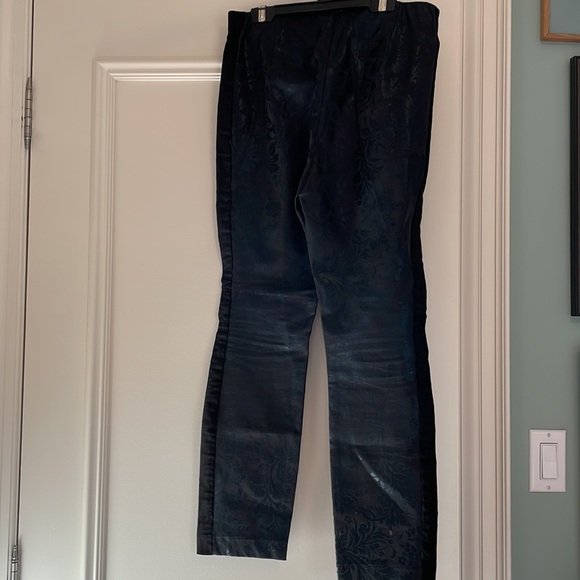 Black jacquard skinny trousers with velvet racing stripe - Picture 3 of 4